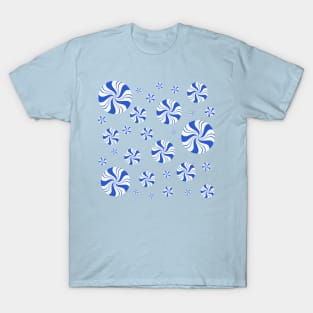 Chilly Blue Round Peppermint Holiday Pattern T-Shirt